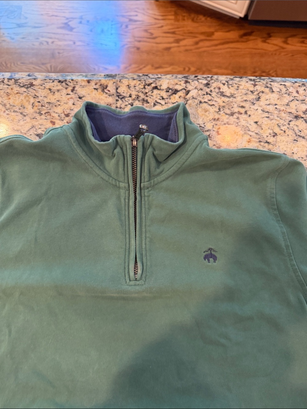 Brooks Brothers Green Half-Zip Stand Collar Sweatshirt